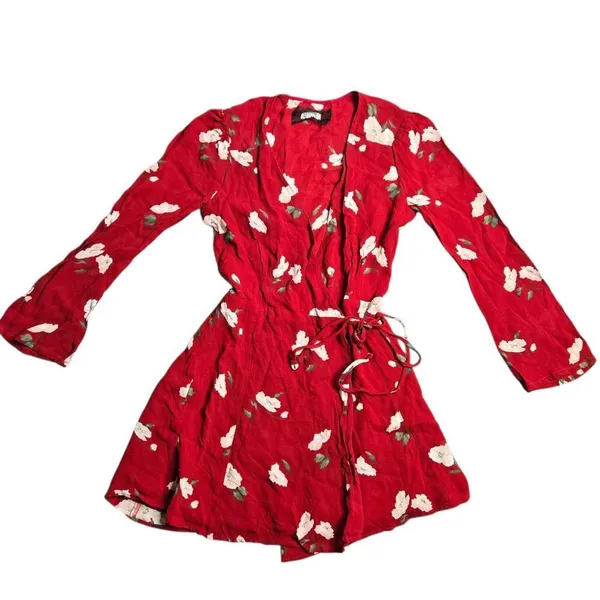 Reformation Collins Wrap Red‎ Dress Size: XS - Image 2