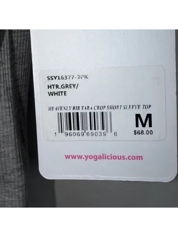 Yogalicious Heavenly Rib Tara Crop Top M NWT Gray - Image 6