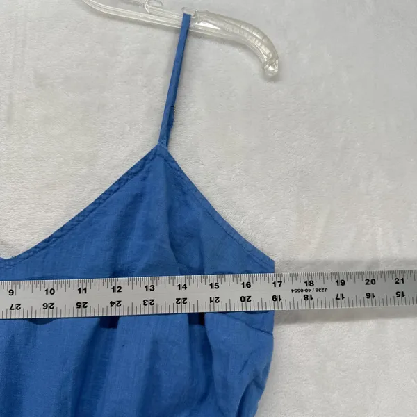 J.Crew Linen Blend Sun Dress‎ Adjustable Straps Blue Casual Summer Medium - Image 2