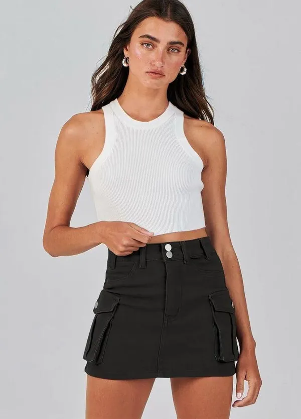 NEW Cargo Skirt Button Pocket Y2k Trendy Denim Mini Skirt L - Image 7
