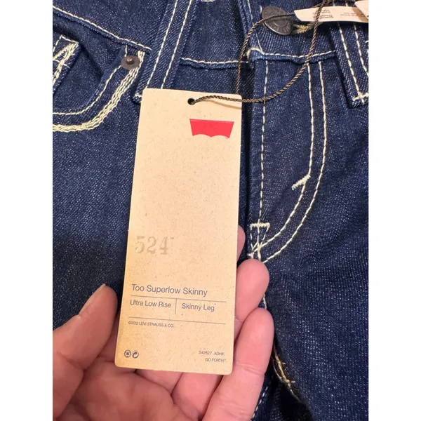 Levis 524 Too NWT Superlow Skinny Jeans Dark Wash Indigo Low Rise Denim Size 2 - Image 6