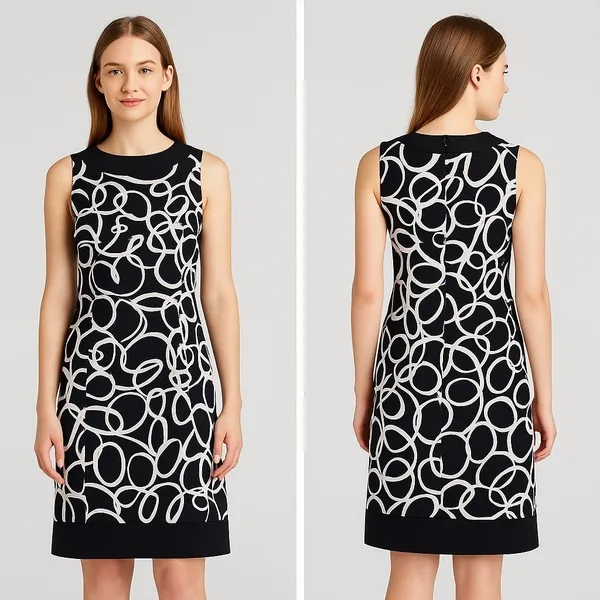 ALYX Dress Women's Size 6‎ Sleeveless Black White Mod Circle Print Career - Image 2