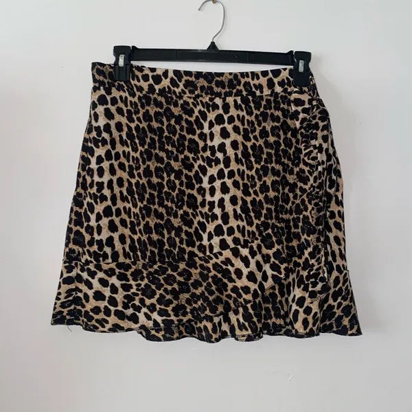 Cheetah print faux wrap skirt - Image 2