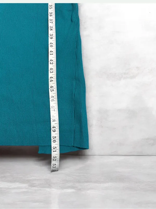 PRETTYGARDEN Off-Shoulder Teal Maxi Ribbed Dress - Image 6