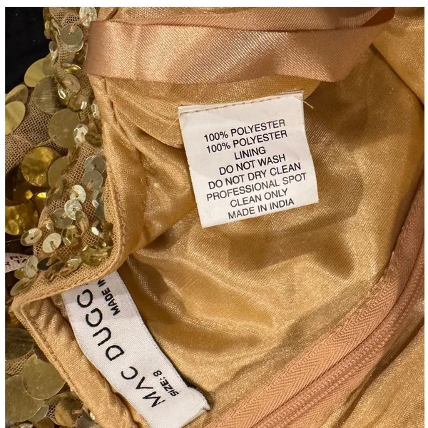 NWT Mac Duggal 6077 Gold Thin Strap Cut Out Gown With Ombre Sequins Size 8 - Image 12