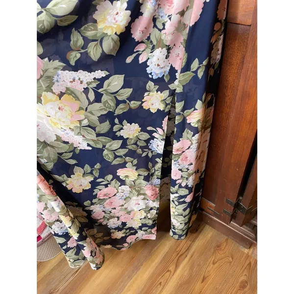 Show Me Your Mumu Hacienda Maxi Dress Small Navy Floral Off Shoulder Boho Resort - Image 7