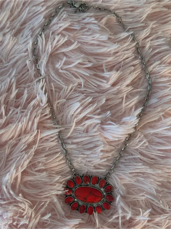 Maria Western Necklace Concho Red - Image 4