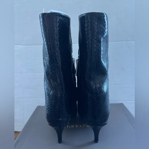 Franco Sarto Alberta Bootie In Black Snake Print Faux Leather ankle boots 6.5 - Image 6