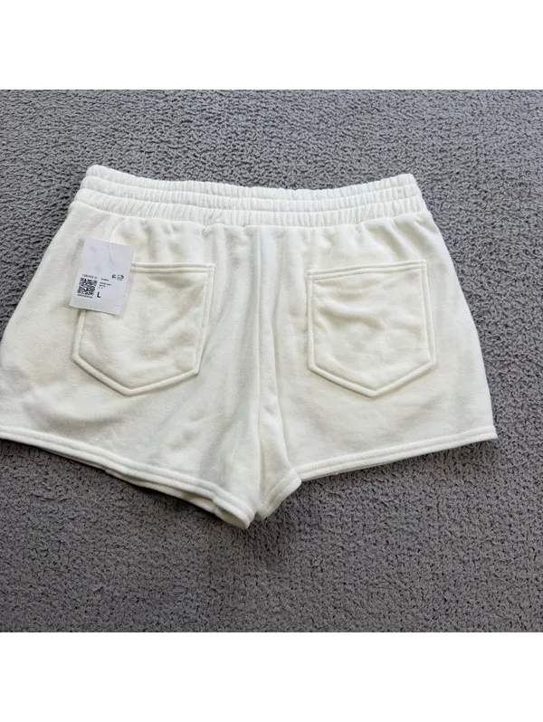 NWT Forever 21 French Terry Shorts L White Womens Knit Solid Mini Sweatshorts - Image 2