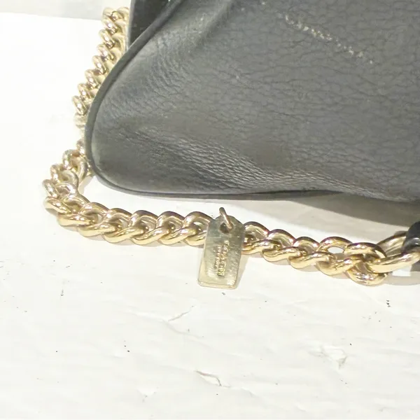 COACH‎ Convertible Crossbody in Black Pebble Leather Chain Link - Image 4