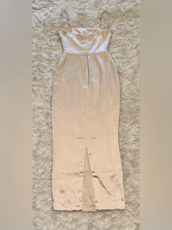 NWOT HOUSE OF CB Costanza vintage cream satin Maxi Dress sz S - Image 8