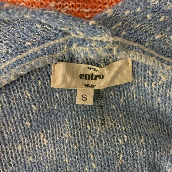 Entro Womens Knit Cardigan Sweater Small Open Front Striped Boho Cozy - Image 4
