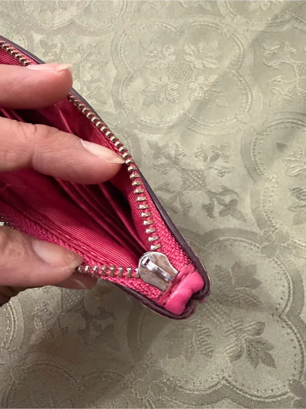 Coach Brown Signature Wristlet with Pink Trim - Image 2