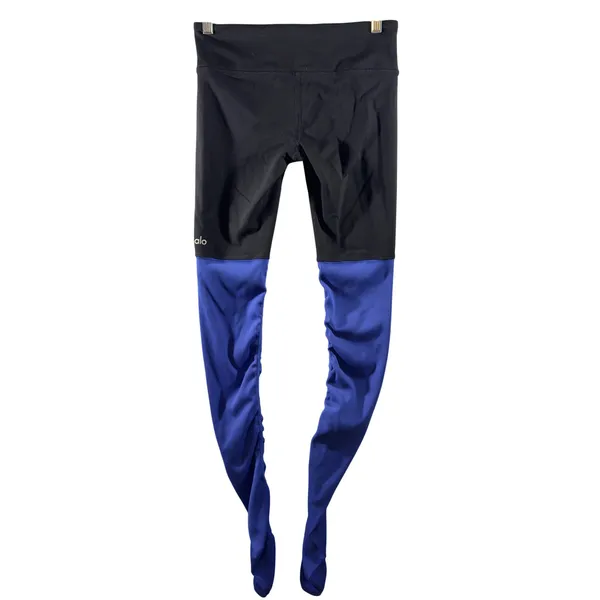 359 | Alo Yoga Goddess Womens Small High Waist‎ Ribbed Leggings Black Blue - Image 2
