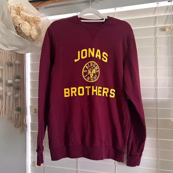 Source Unknown Jonas Brothers 5 Albums 1 Night oversized graphic sweatshirt small - Image 3
