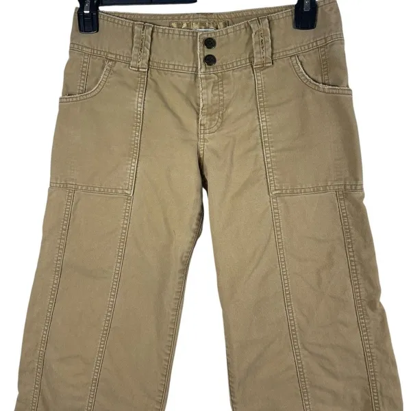Abercrombie & Fitch Khaki Cargo Capri Pants Women Y2K Grunge Utility Low Rise - Image 3