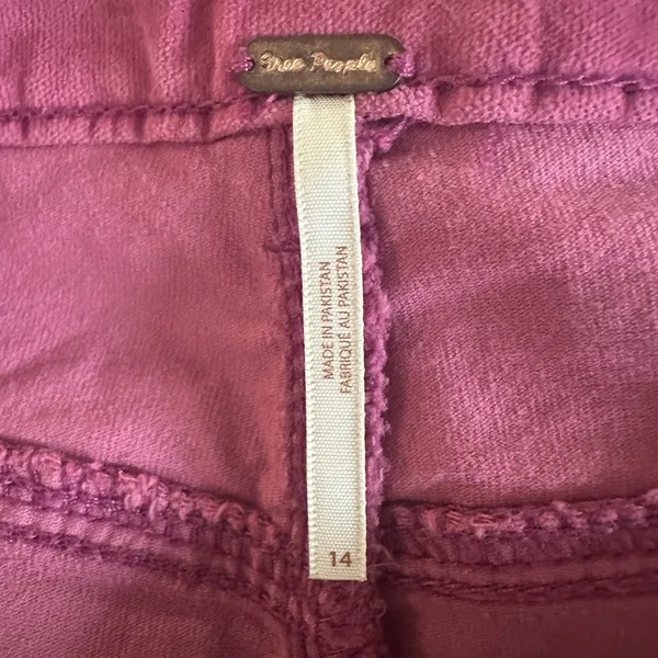Free People High Time Velvet Kick Flare Pants Womens Size 14 Pink Patch Pockets - Image 5