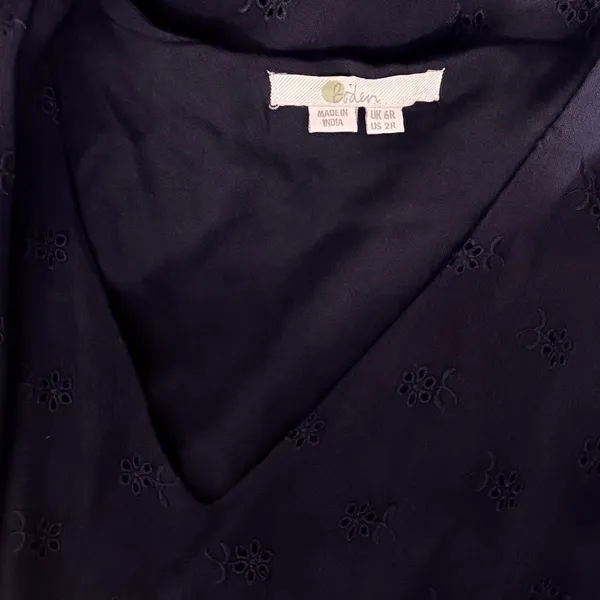 BODEN Broderie Floral Anglaise Eyelet Maxi Dress Navy Blue Embroidered US 2 - Image 12