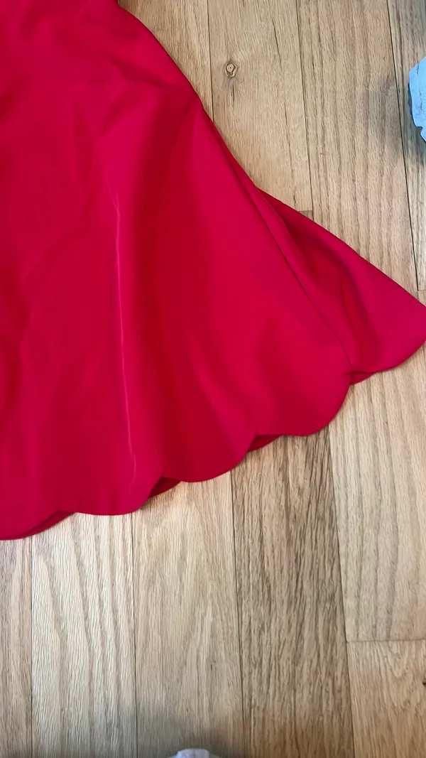 Lulus Red Scallop Dress - Image 4