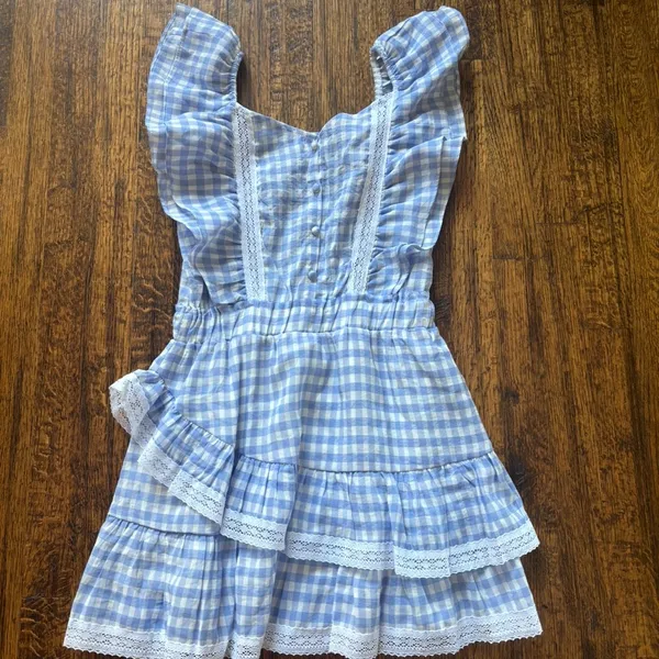 Triple Threads Blue Gingham Ruffle Dress - Image 3