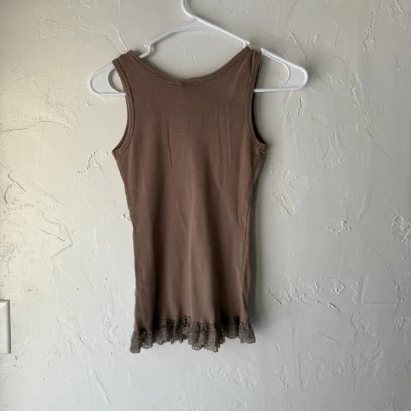 Daytrip Y2k Tank Top Womens‎ Small Brown Lace Trim Ribbed Sleeveless Boho - Image 8