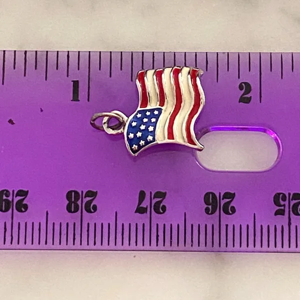 UNITED STATES FLAG Charm Pendant Monet US flag Silver Plated - Image 5