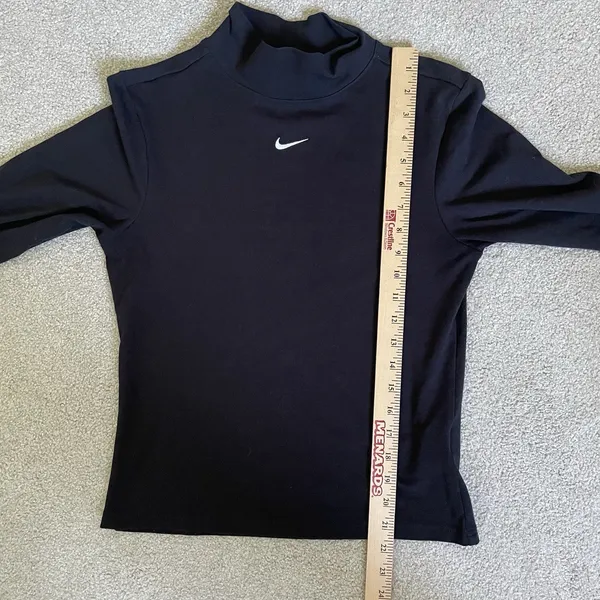 Nike Swoosh Mock-Neck Long-Sleeve Top Black Athletic Cotton Women's Size Medium - Image 10