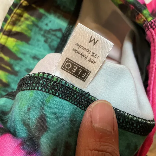 FLEO Tie Dye Athletic Shorts Womens‎ Medium Pink Teal Green Excellent Low Rise - Image 4