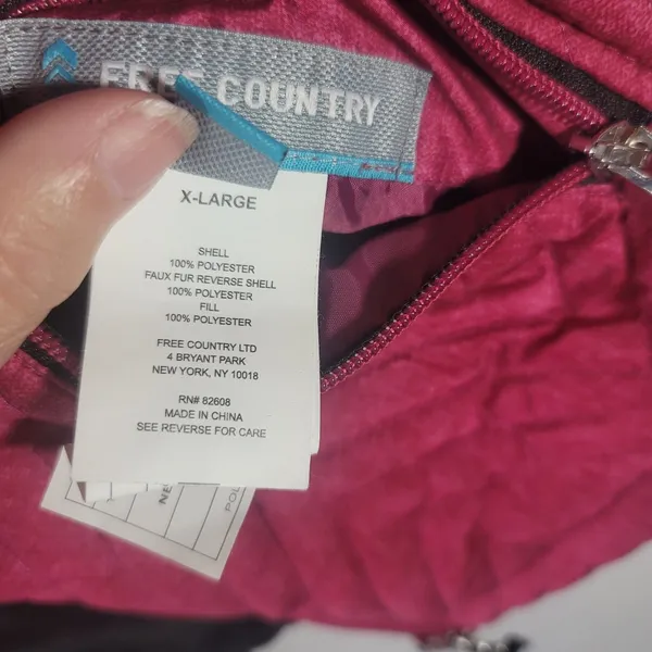 Free Country Reversible Quilted Puffer Vest Faux Fur Crimson Rose XL Gorpcore - Image 12