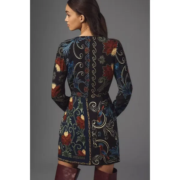 NWOT Farm Rio x Anthropologie Mixed Arabesque Scarves Wrap Mini Dress Size M - Image 4