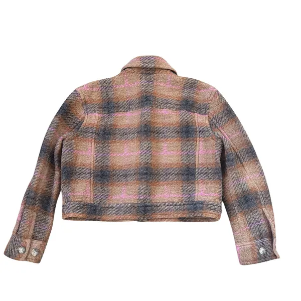 Aritzia Wilfred Autumn Shirt Jacket Wool Shacket Brown Pink Plaid - Image 5