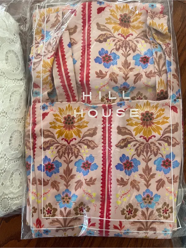 Hill house home The Iris Dress Floral Stripe Midi Dress in Peach Pink, S - Image 5