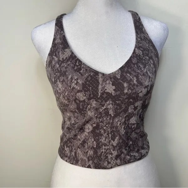 Lululemon Align Tank Top Grey Brown Snakeskin Animal Print Crop V-Neck‎ Yoga Bra - Image 8