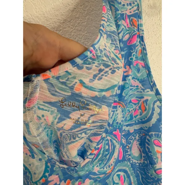 Lilly Pulitzer Gigi Tank Top Zanzibar Blue Fish Kiss Womens Size Medium NWOT - Image 3