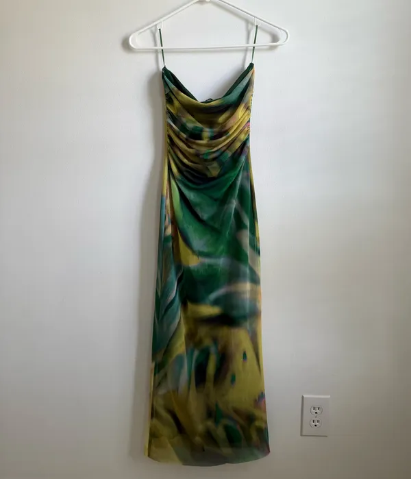 ZARA Printed Strapless Dress Fitted - Image 2
