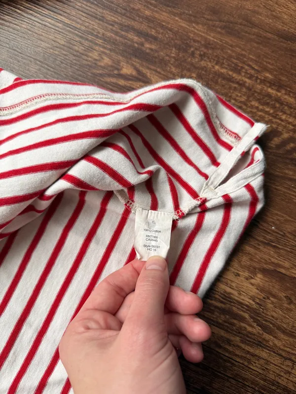 J Crew Women’s Red and White Striped Boatneck Nautical Long Sleeve Cotton Tee- S - Image 6