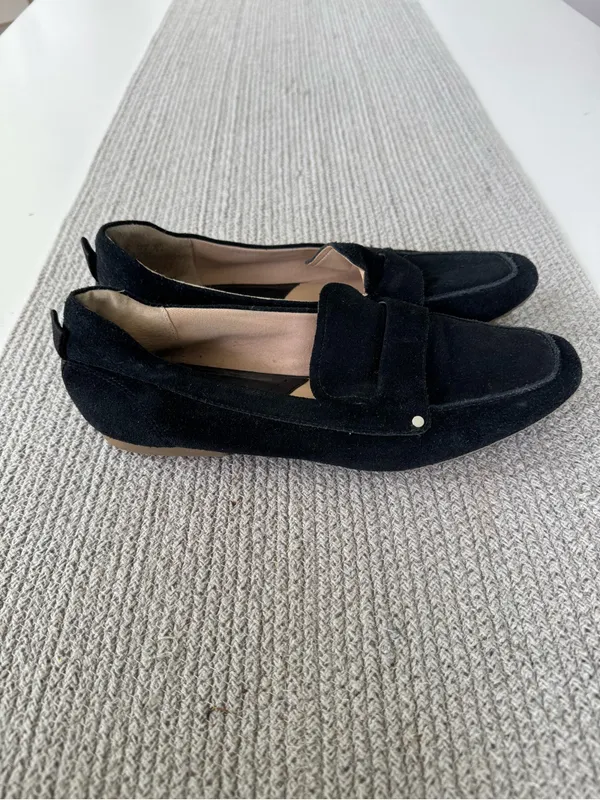 Franco Sarto Persia Black Suede Leather Flat Loafers Size 8.5 - Image 2