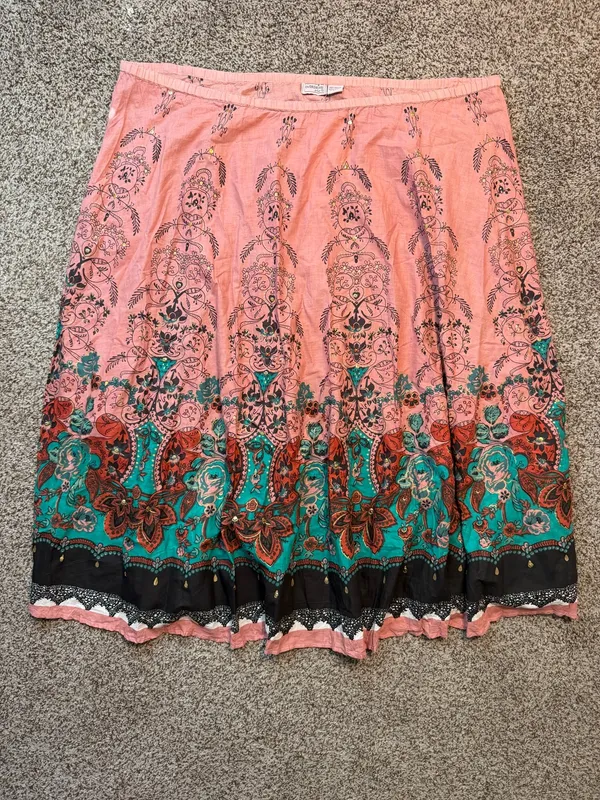 NWT Overdrive Plus 2X Boho Floral Crinkle Cotton Maxi Skirt Sequin Festival - Image 2
