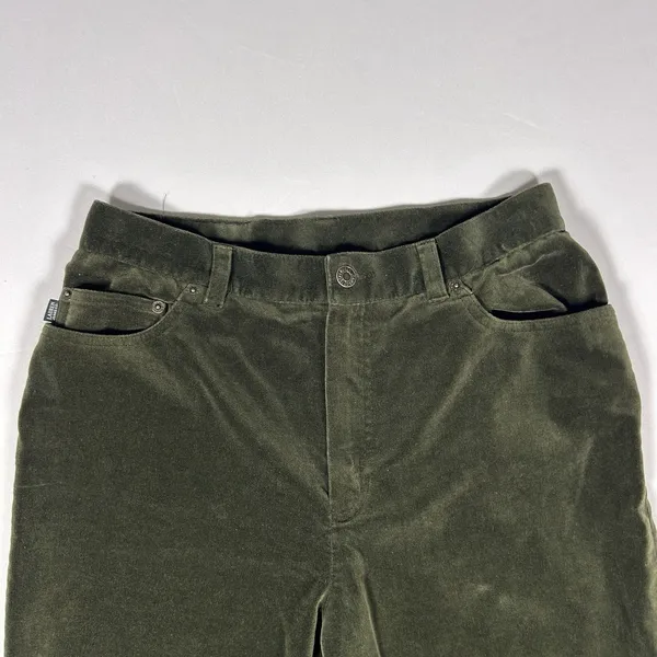 Ralph Lauren Jeans Women's Luxe Velvet Pants Olive Green Stretch Straight Leg 10 - Image 5