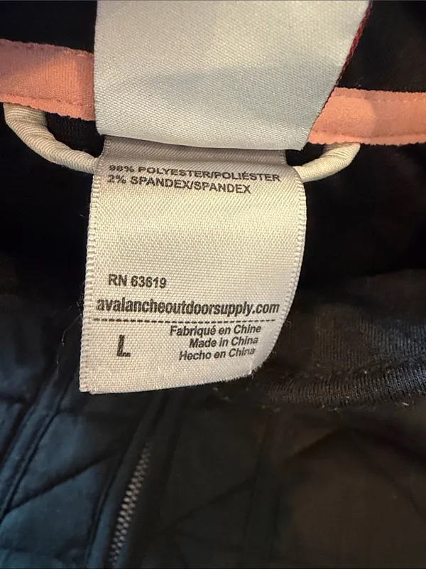 Avalanche Black Quilted Jacket Size Large C10 - Image 3