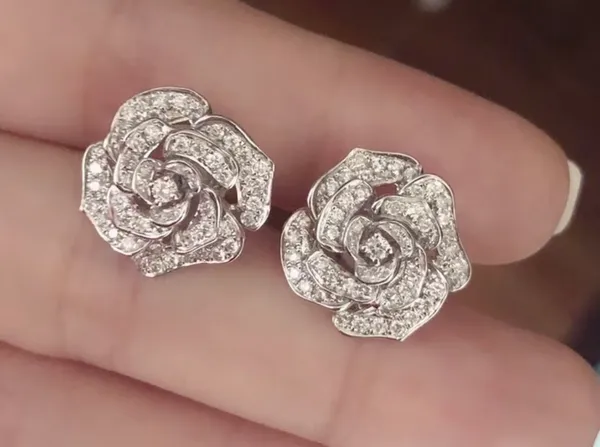 Sophisticated Rose-Shaped Stud Earrings NWT - Image 3