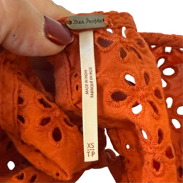 Free People Mockingbird Eyelet Tiered Maxi Dress Size XS Rust Orange Boho Chic - Image 8