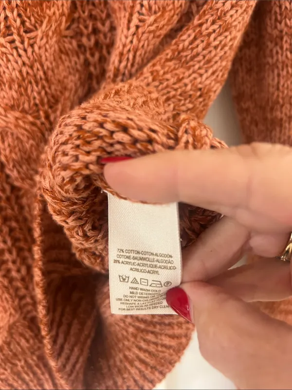 EUC Free People Medium Cable Knit Cotton Acrylic Sweater Burnt Orange - Image 4