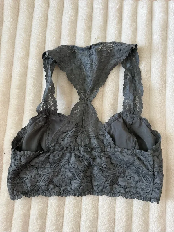 Free People Charcoal Lace Racerback Bralette - Image 4