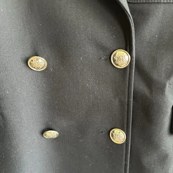 NWT Zara Blazer Black Sz M Military Double Breast Fitted Logo Embroidery - Image 5