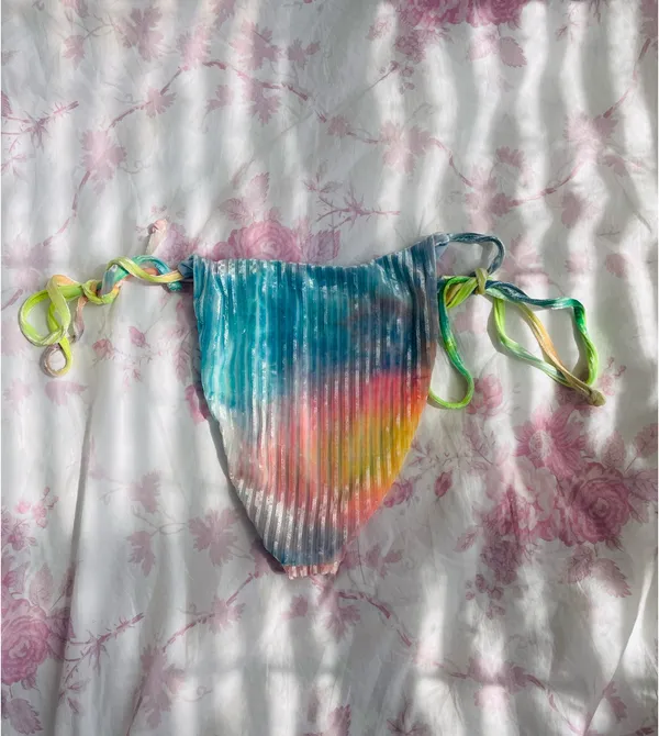 Dippin Daisys Rainbow Pastel Tie Dye Ribbed Velour 2 Piece Bikini Set Size XS - Image 7