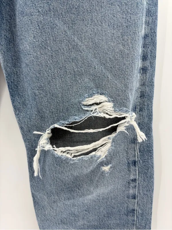 AGOLDE 90's Crop Mid-Rise light blue distress Loose Straight Jean denim size 28 - Image 5