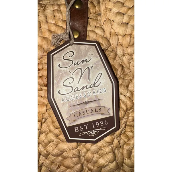 Sun N Sand Round Straw Tote Bag Tan Woven Boho Shoulder Bag‎ NWT - Image 2