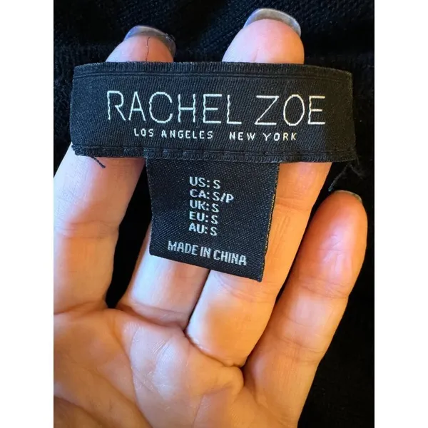 Rachel Zoe‎ Sweater Women Small Black Rayon Cashmere Blend Start Print Pullover - Image 8