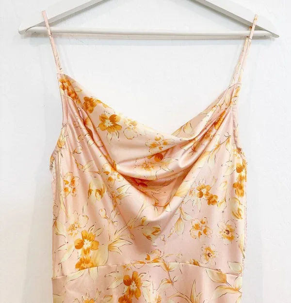 Petal & Pup Cowl Neck Floral Satin Midi Dress Wedding Summer Party Cocktail 4 - Image 2